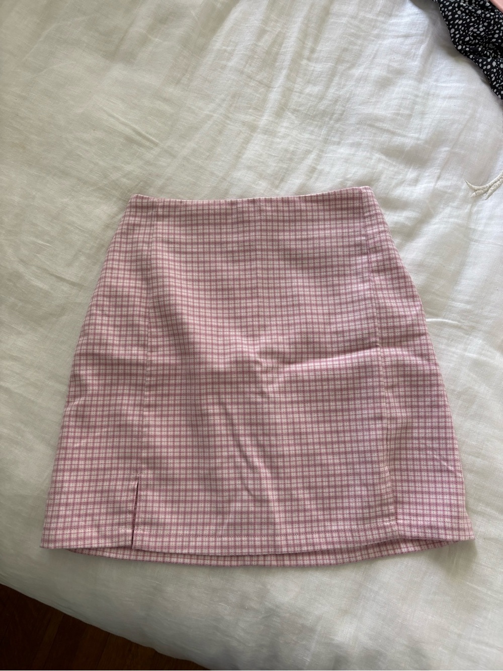 Brandy Melville Pink Check Mini Skirt